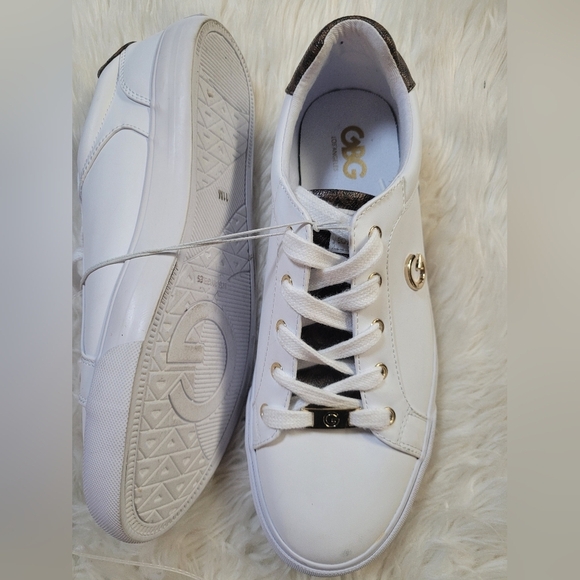 Guess GBG Los Angeles White & Gold Wedge SneakerWhite and Gold Women's Sneakers - Picture 6 of 8